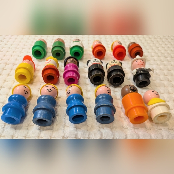 Vintage Fisher Price Little People Lot Of 18 Wooden Plastic Sesame Street Dog - Picture 4 of 8